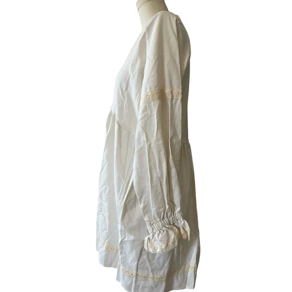 🎉HP! ONE LEFT! ❤️ Babydoll Long Sleeve Boho Swing Dress - Picture 4 of 6
